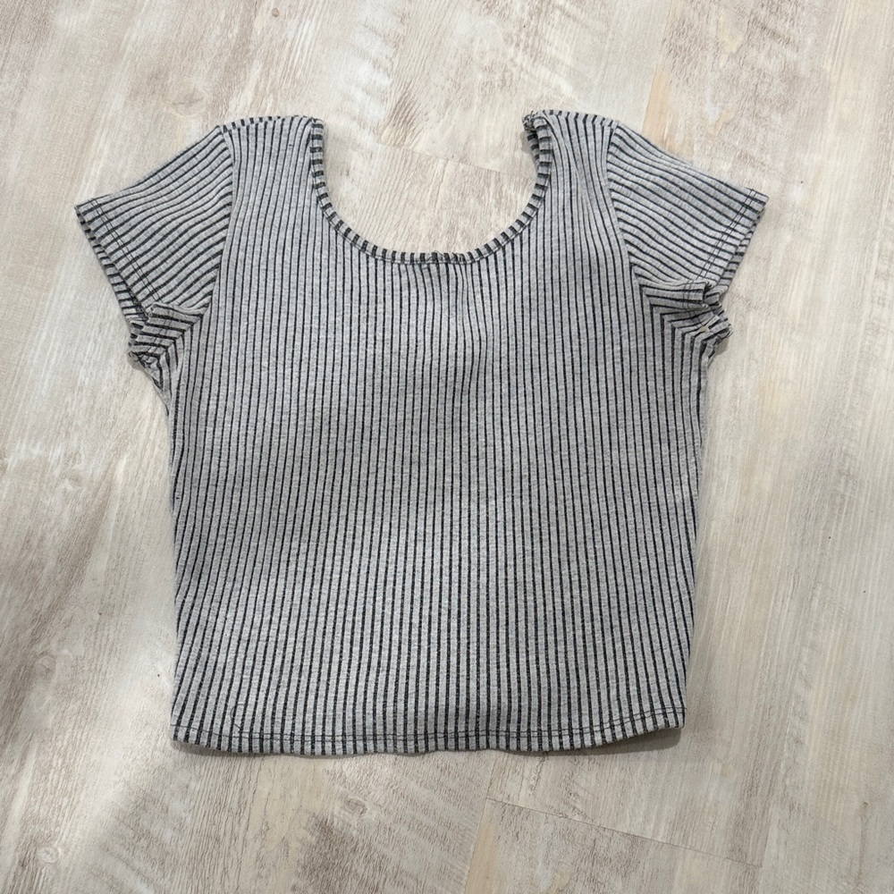 Joyce Leslie Black and White Striped Crop Top